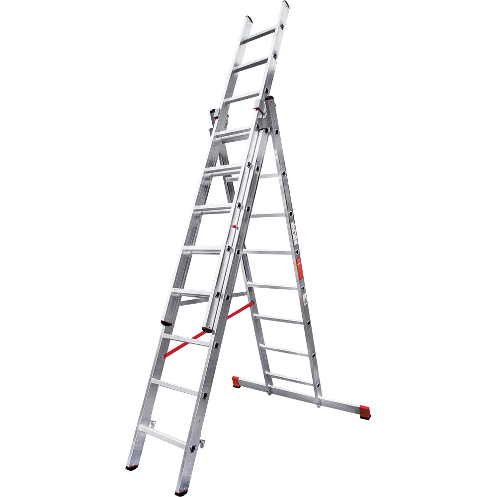 Лестница трехсекционная 3x8 ступеней, NV3230, 4,24м. алюминиевая