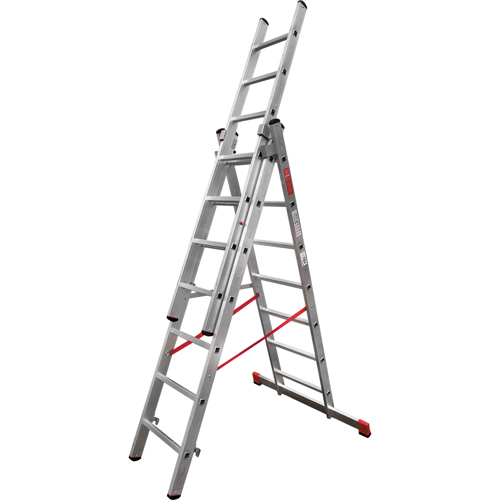 Лестница трехсекционная 3x7 ступеней, NV3230, 3,67м. алюминиевая