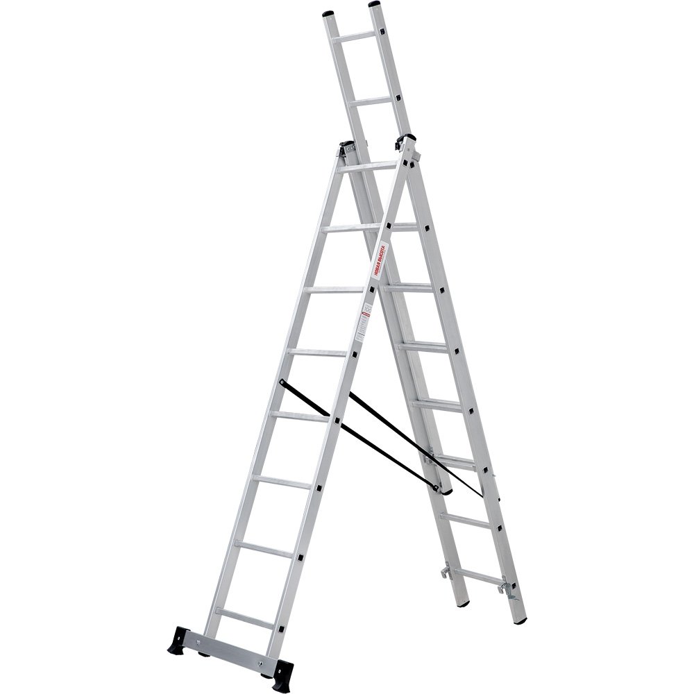 Лестница трехсекционная 3x8 ступеней, NV1230, 4,74м. алюминиевая