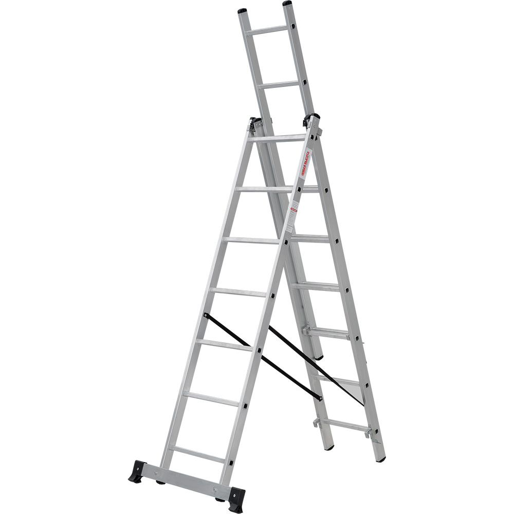 Лестница трехсекционная 3x7 ступеней, NV1230, 4,48м. алюминиевая