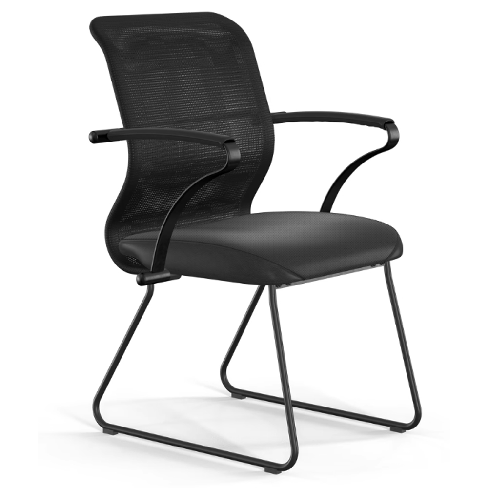 Кресло МЕТТА ErgoLife Sit 8 M4-9K (черный) конференц - Mesh(X2)+EcoLeather(Extra) /Uh00/Wh12/K15cL(F1.Mc/F54)