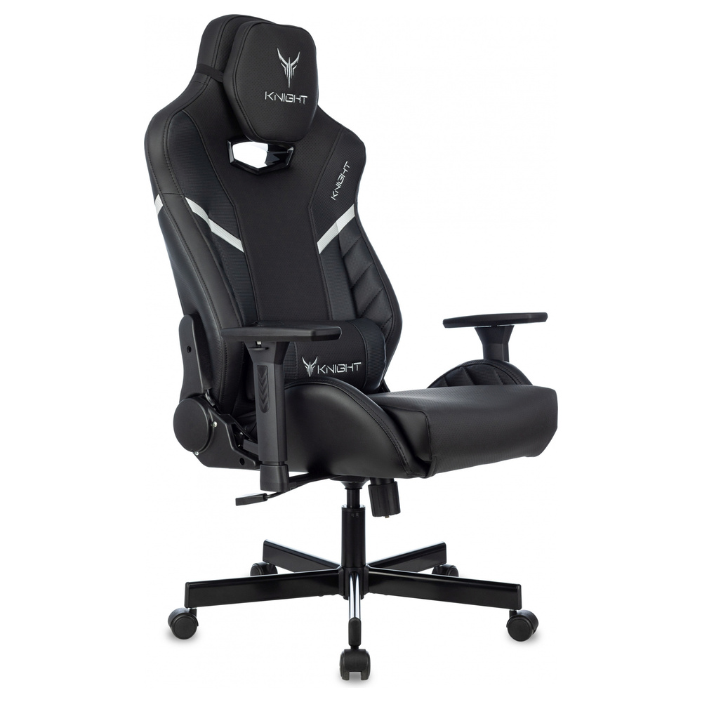Кресло игровое Knight Thunder 5X черный экокожа с подголов. крестов. металл