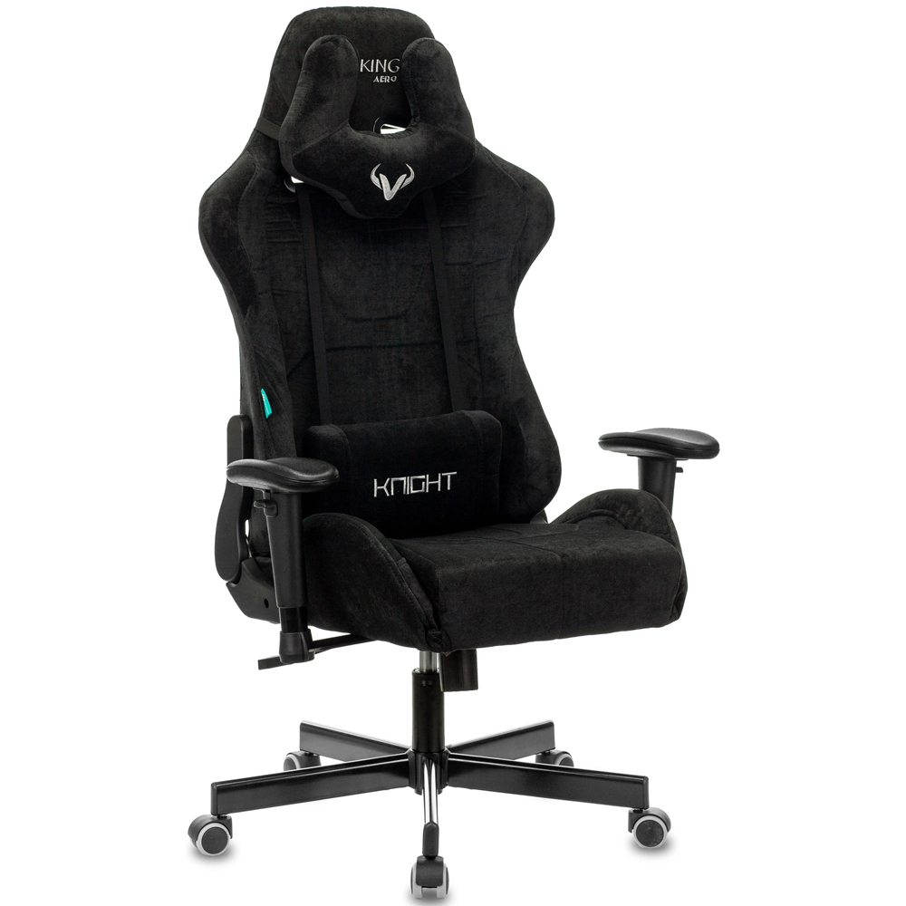 Кресло игровое Бюрократ Zombie VIKING KNIGHT Fabric черный Light-20 с подголов. крестов. металл