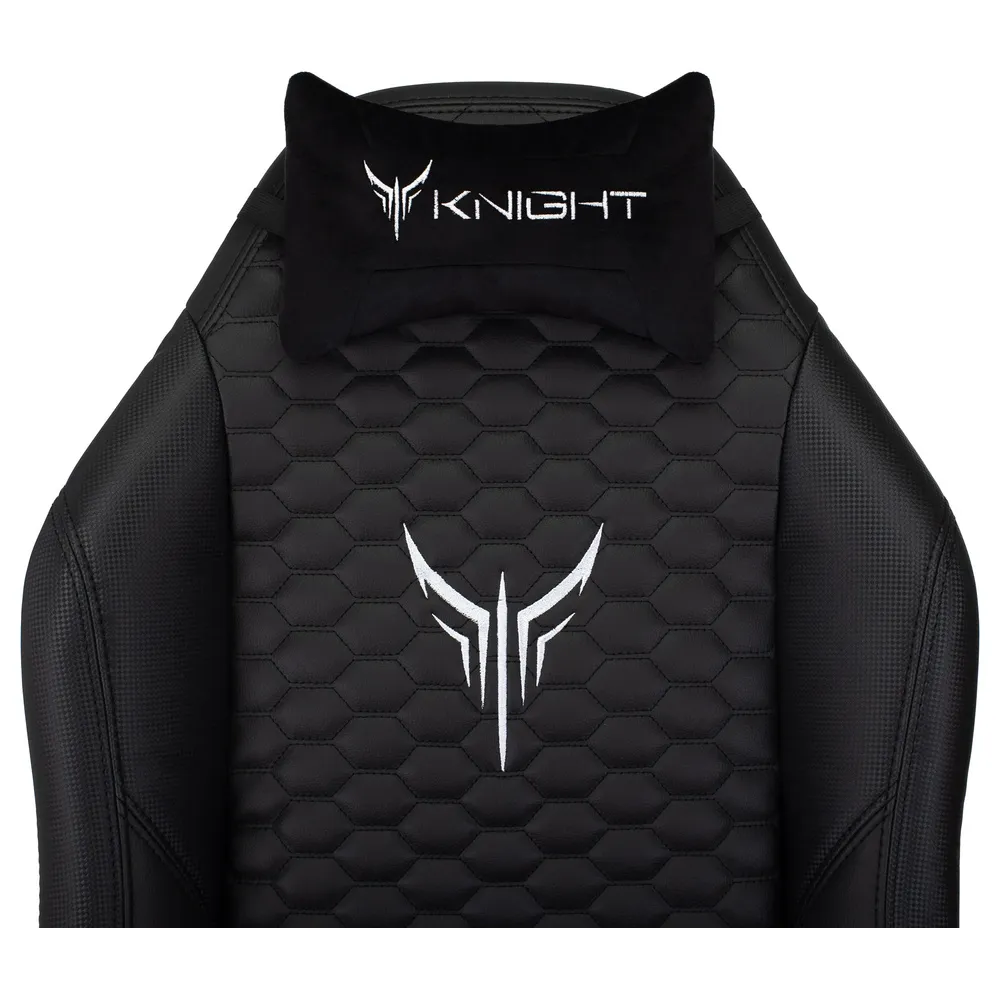 Кресло игровое Knight Neon черный соты экокожа с подголов. крестов. металл