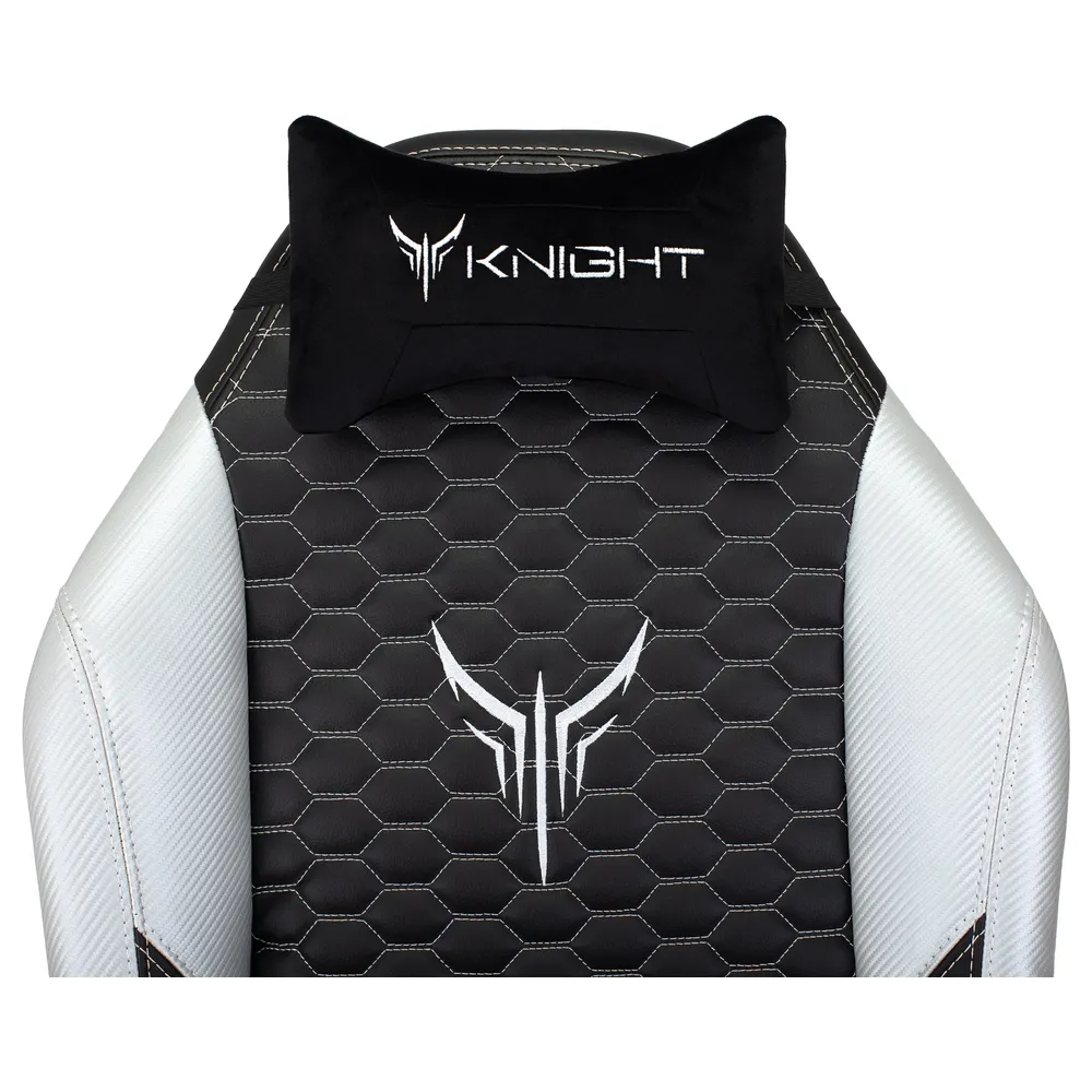 Кресло игровое Knight Neon черный/серебряный соты экокожа с подголов. крестов. металл