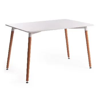 Стол JOHN (mod. T1001) [МДФ/дерево, 120 х 80 х 75 см , White (Белый) / Natural (натуральный)]