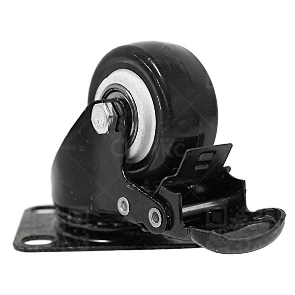 Колесная опора d50 поворотная с тормозом SCgb(М) 25 черная резина г\п 50 кг.  4054050  (CC)