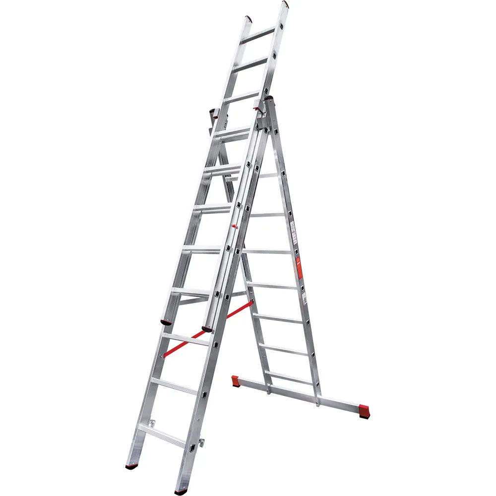 Лестница трехсекционная 3x8 ступеней, NV3230, 4,24м. алюминиевая