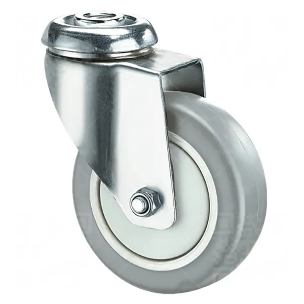 Колесная опора d100 крепление под болт TPR 42 серая резина полипр. обод, г\п 100 кг