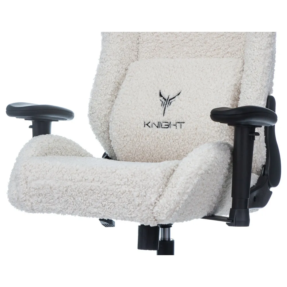 Кресло игровое Knight T1 молочный экомех с подголов. крестов. металл