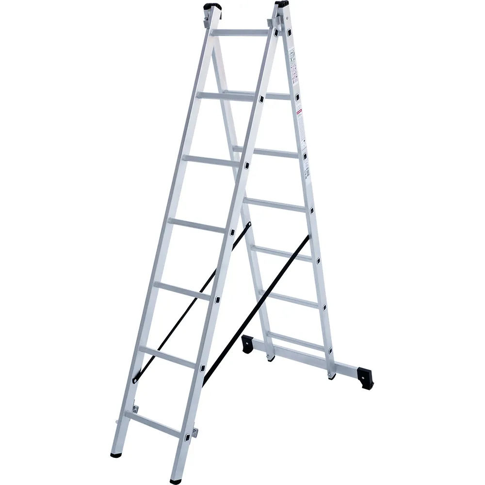 Лестница двухсекционная 2x7 ступеней, NV1220, 3,18м. алюминиевая