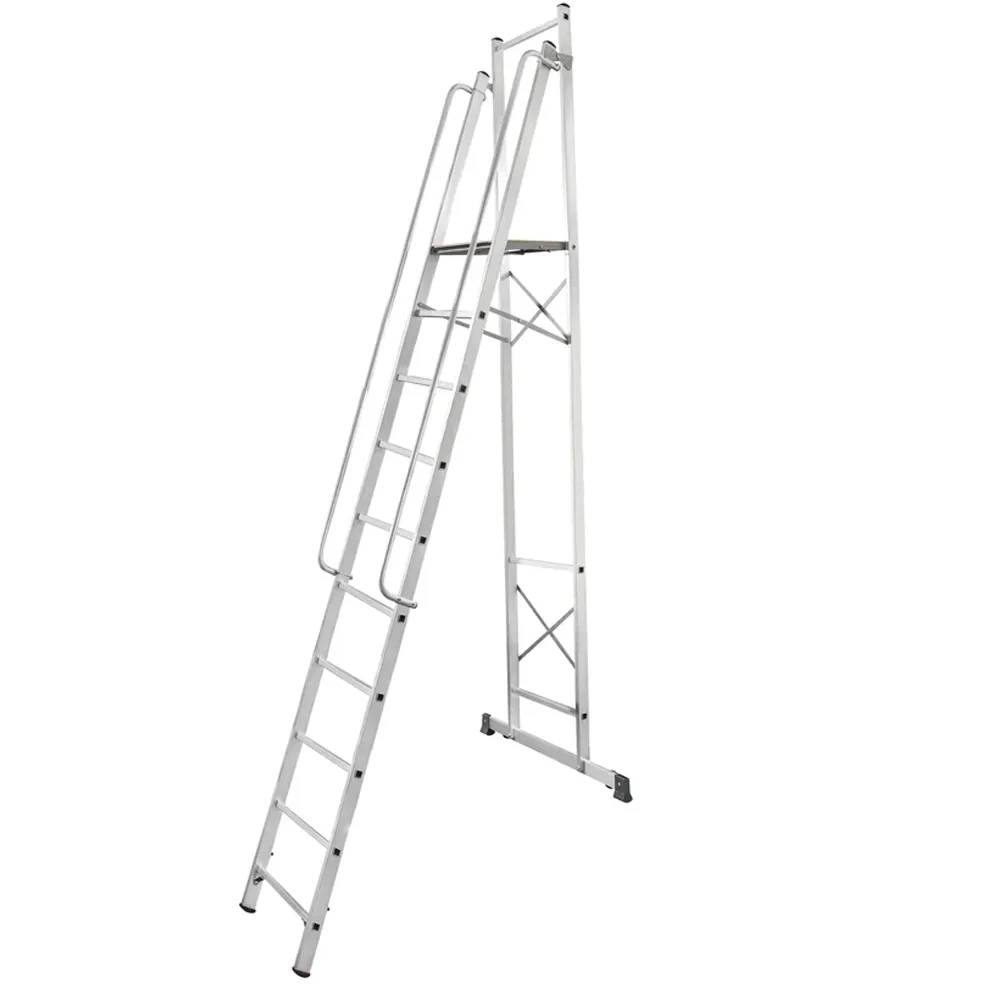 Стремянка 10 ступеней, NV1540 передвижная с платформой, складная