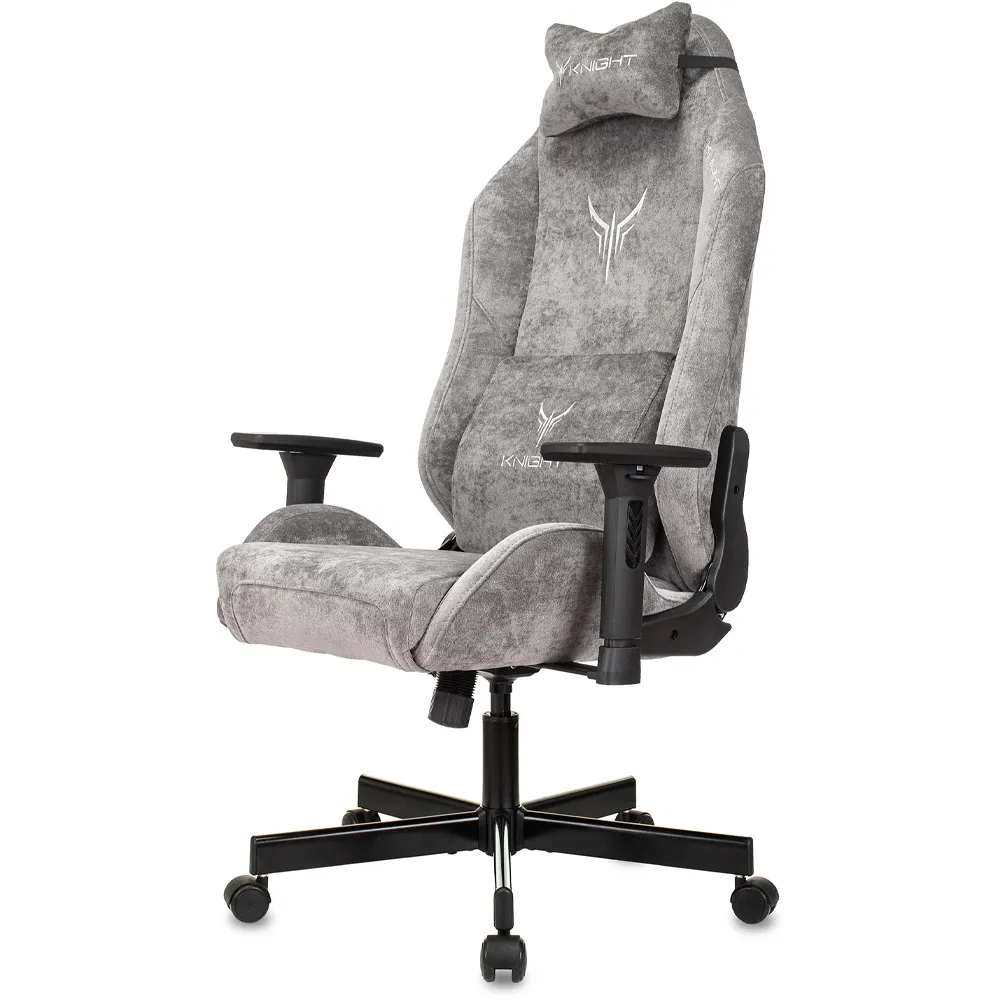 Кресло Бюрократ Knight N1 Fabric серый Light-19 с подголов. крестов. металл