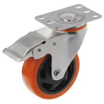 Колесная опора d75 поворотное с тормозом SCBM 93, PVC, полиуретан (Medium) 4023075PVC г\п 80 кг