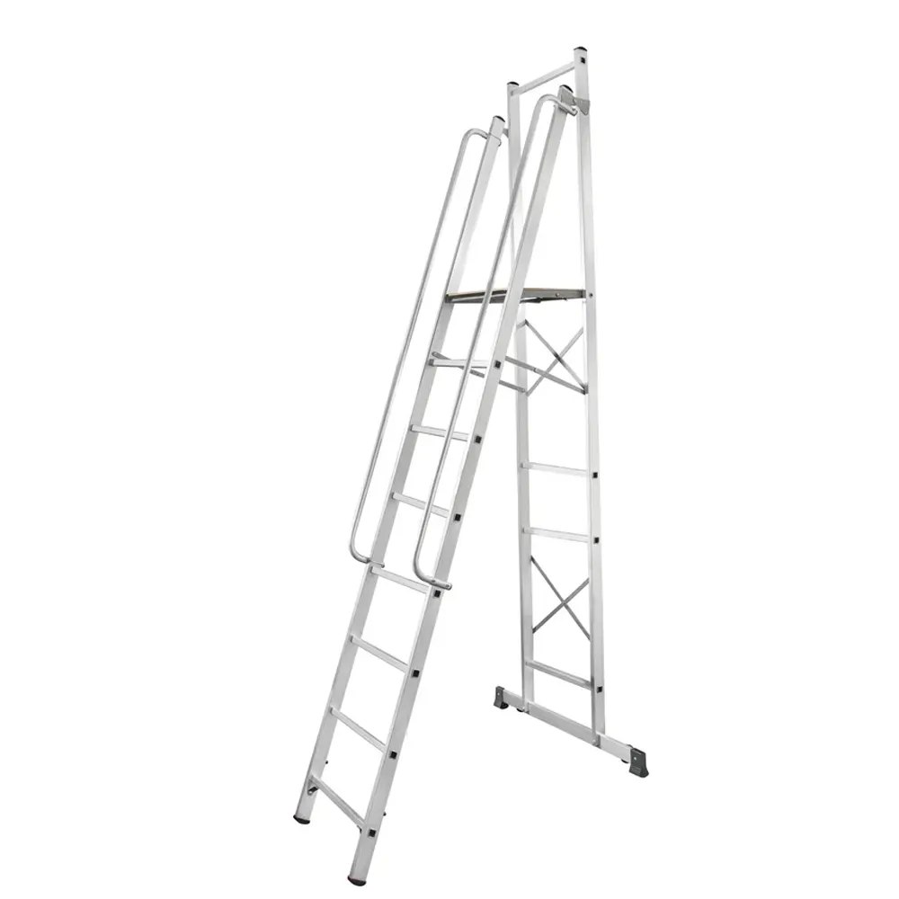 Стремянка 8 ступеней, NV 1540 передвижная с платформой, складная