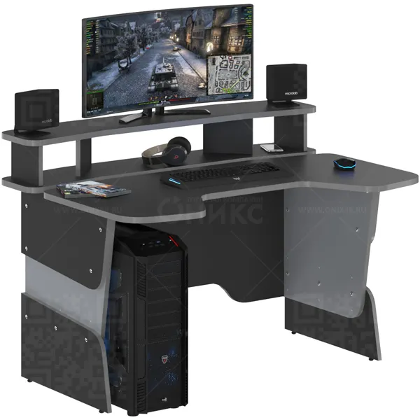 Стол игровой STG 1390 Антрацит/Металлик 1360*1000*925