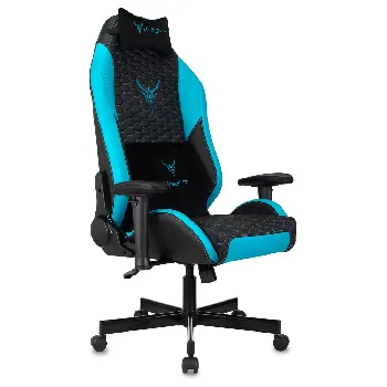 Кресло игровое Knight Neon черный/голубой соты экокожа с подголов. крестов. металл