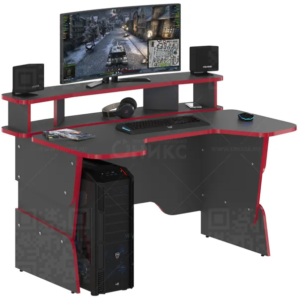 Стол игровой STG 1390 Антрацит/Красный 1360*1000*925