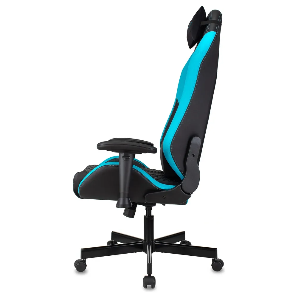 Кресло игровое Knight Neon черный/голубой соты экокожа с подголов. крестов. металл