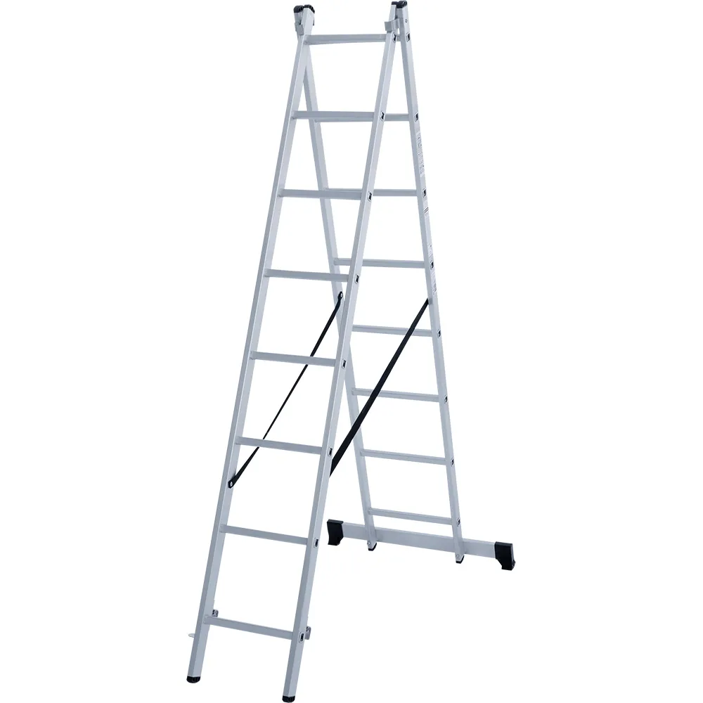 Лестница двухсекционная 2x8 ступеней, NV1220, 3,44м. алюминиевая