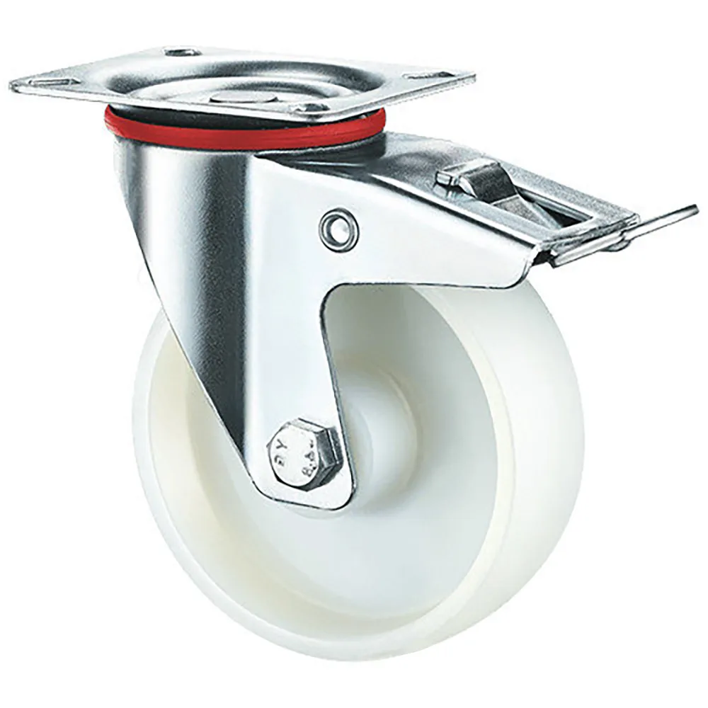 Колесная опора d100 поворотное с тормозом нейлоновое SRCnb 42 (1132100) г\п 70 кг (38)