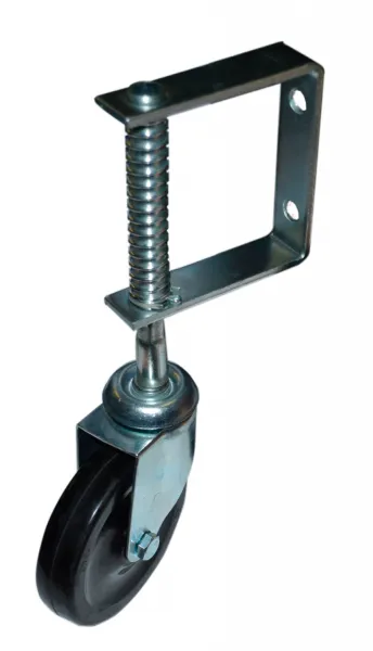 Колесо опорное для гаражных ворот с пружиной поворот. 100мм Нейлоновое (Medium)