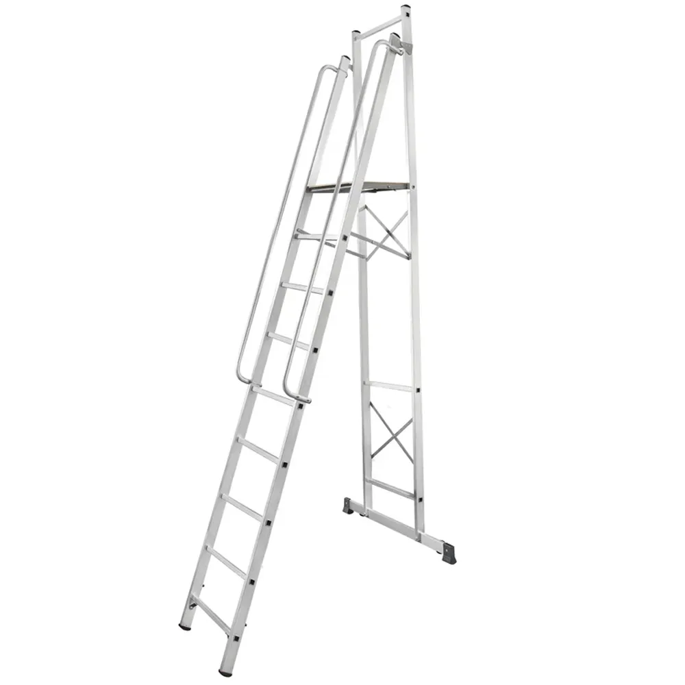 Стремянка 9 ступеней, NV1540 передвижная с платформой, складная