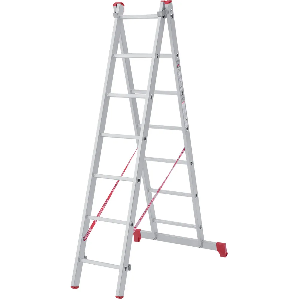 Лестница двухсекционная 2x7 ступеней, NV2220, 2,87м. алюминиевая
