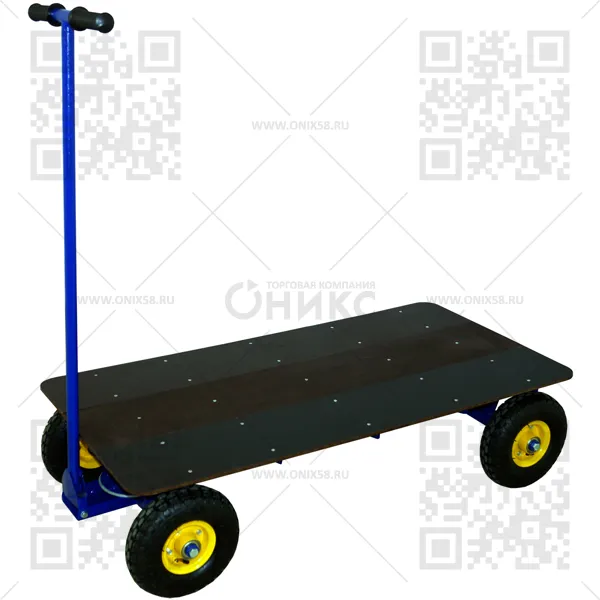 Тележка платформенная ТПО 0 с поворотной осью 600*1200 колеса d 250 пневмо 3,50/4 D16/D20