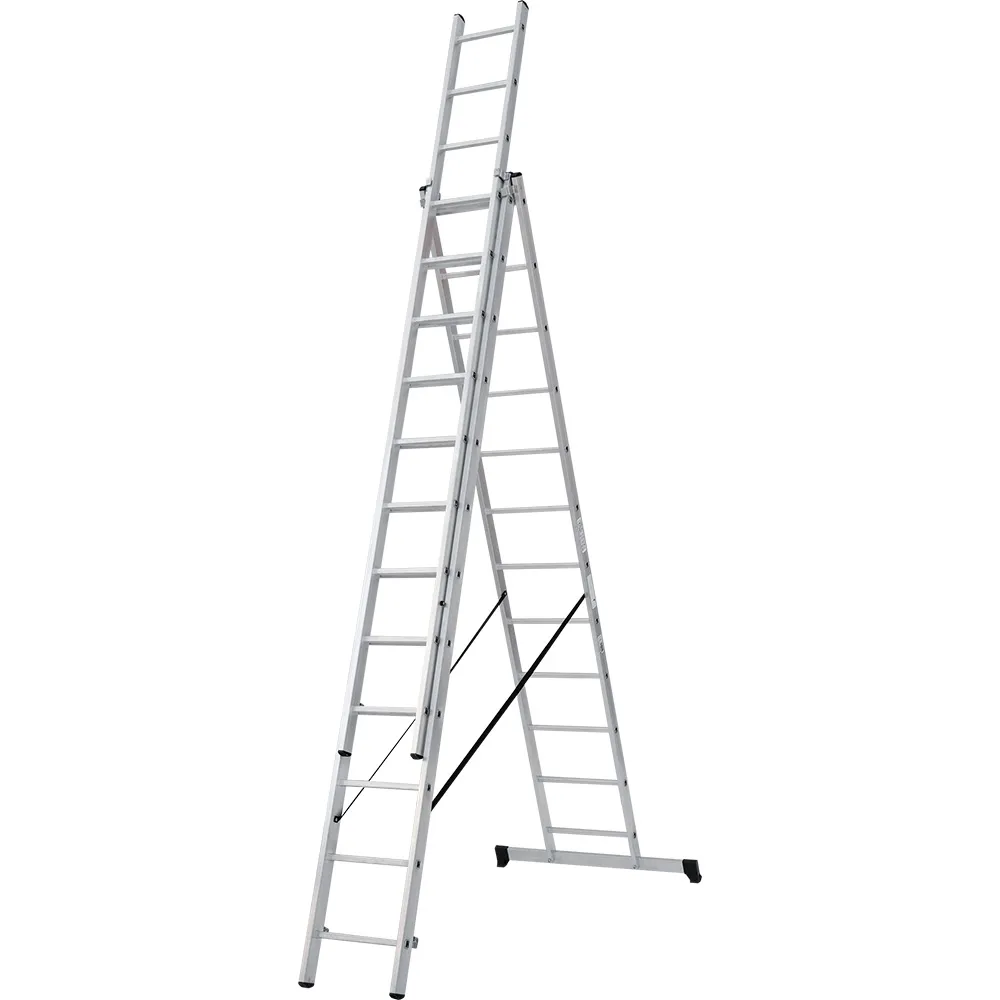 Лестница трехсекционная 3x12 ступеней, NV1230, 7,87м. алюминиевая
