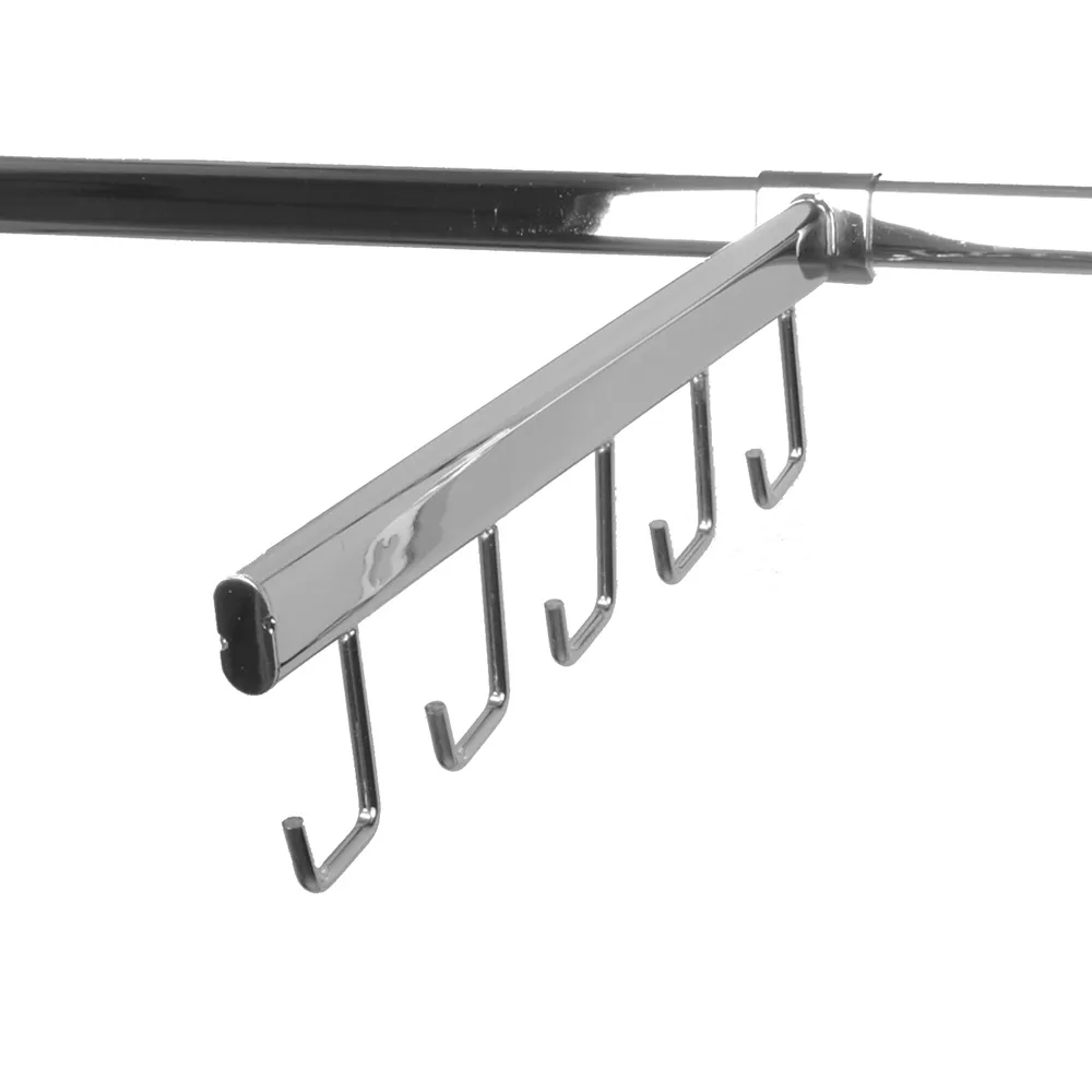 Кронштейн наклонный на овальную трубу с 5-ю крючками H005-350, L=350мм, хром 