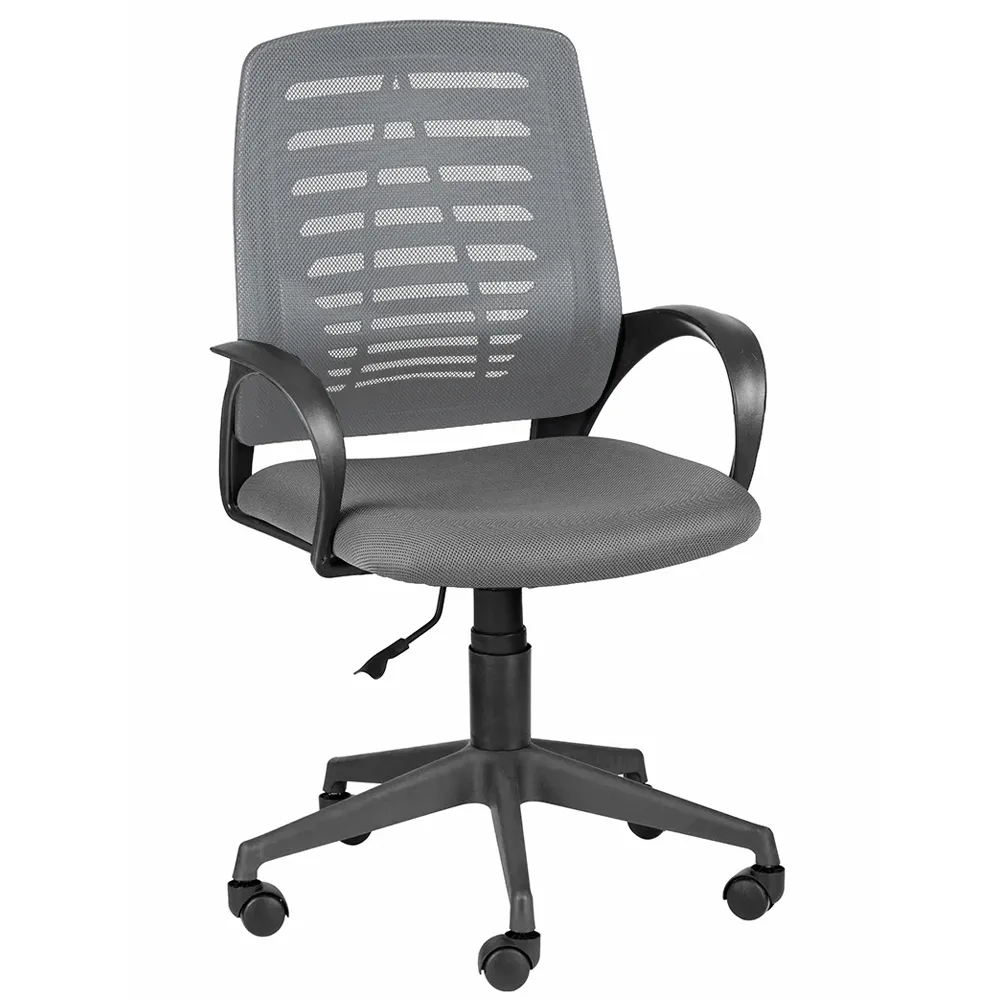 Кресло офисное OLSS Ирис черный пластик TW-12 серая спинка/серое сиденье