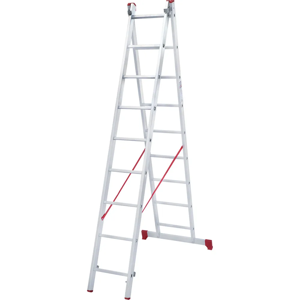 Лестница двухсекционная 2x9 ступеней, NV2220, 3,91м. алюминиевая