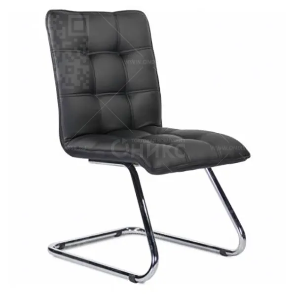 Стул офисный UTFC Фигаро K-13 на полозьях хром Z-11 кож.зам черный