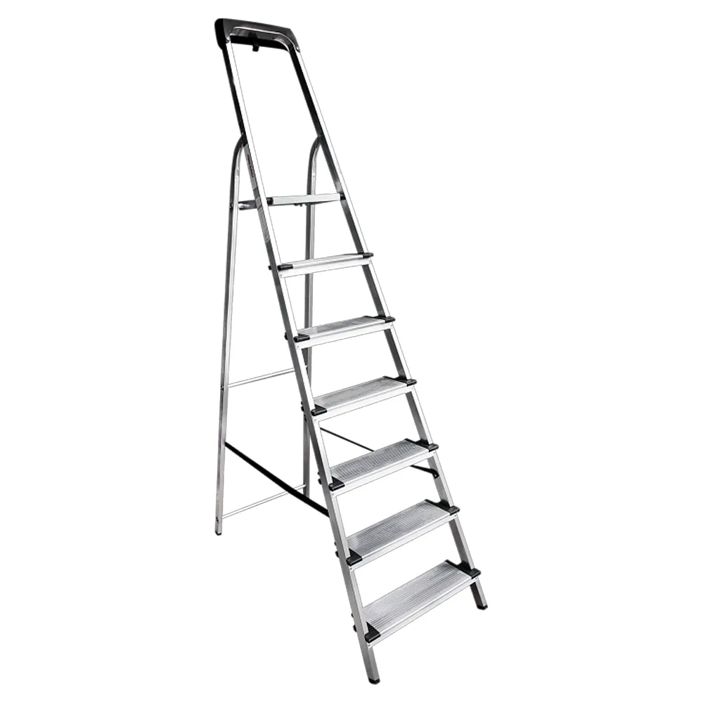 Стремянка 7 широких ступеней, NV1118 Новая высота, алюмин. с органайзером